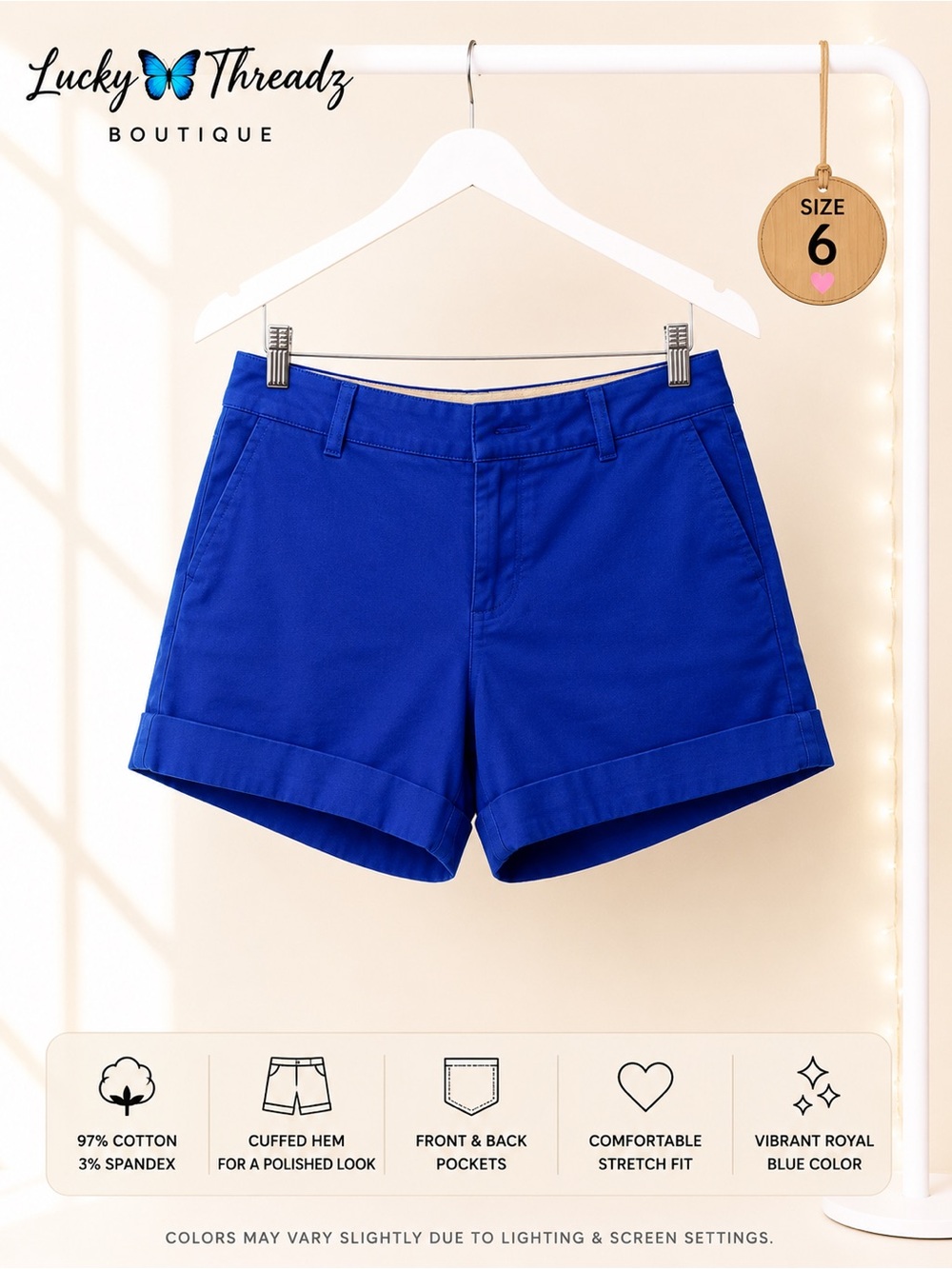 Mossimo Supply Co Y2K Royal Blue Cuffed Shorts Size 6
